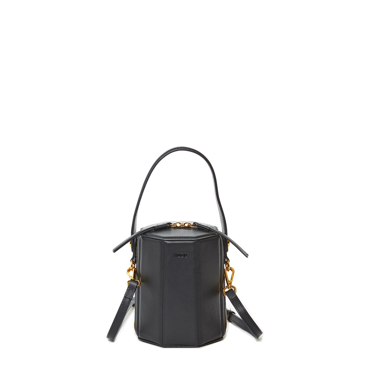 SUSU Black Purse Leather Bucket Bag Small Crossbody Purse Women's Handbag