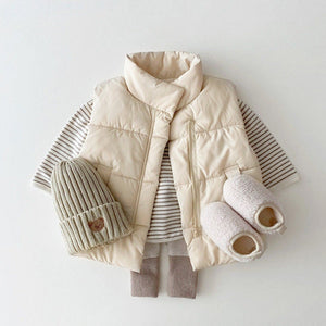 Open image in slideshow, Baby Solid Color Quilted Thickened Vest Coat In Winter-1
