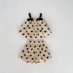 New Arrival For Summer: Heart Print Camisole Dress And Shorts Set-1