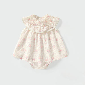 Summer Baby Kids Floral Pattern Sleeveless Top Dress and Bloomers Clothing Set for Girls-1