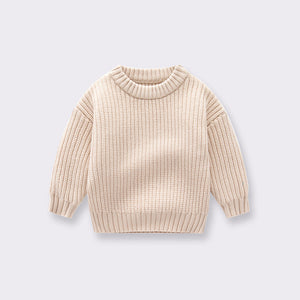 Open image in slideshow, Baby Solid Color Handknit Design Quality Pullover Loose Sweater-5
